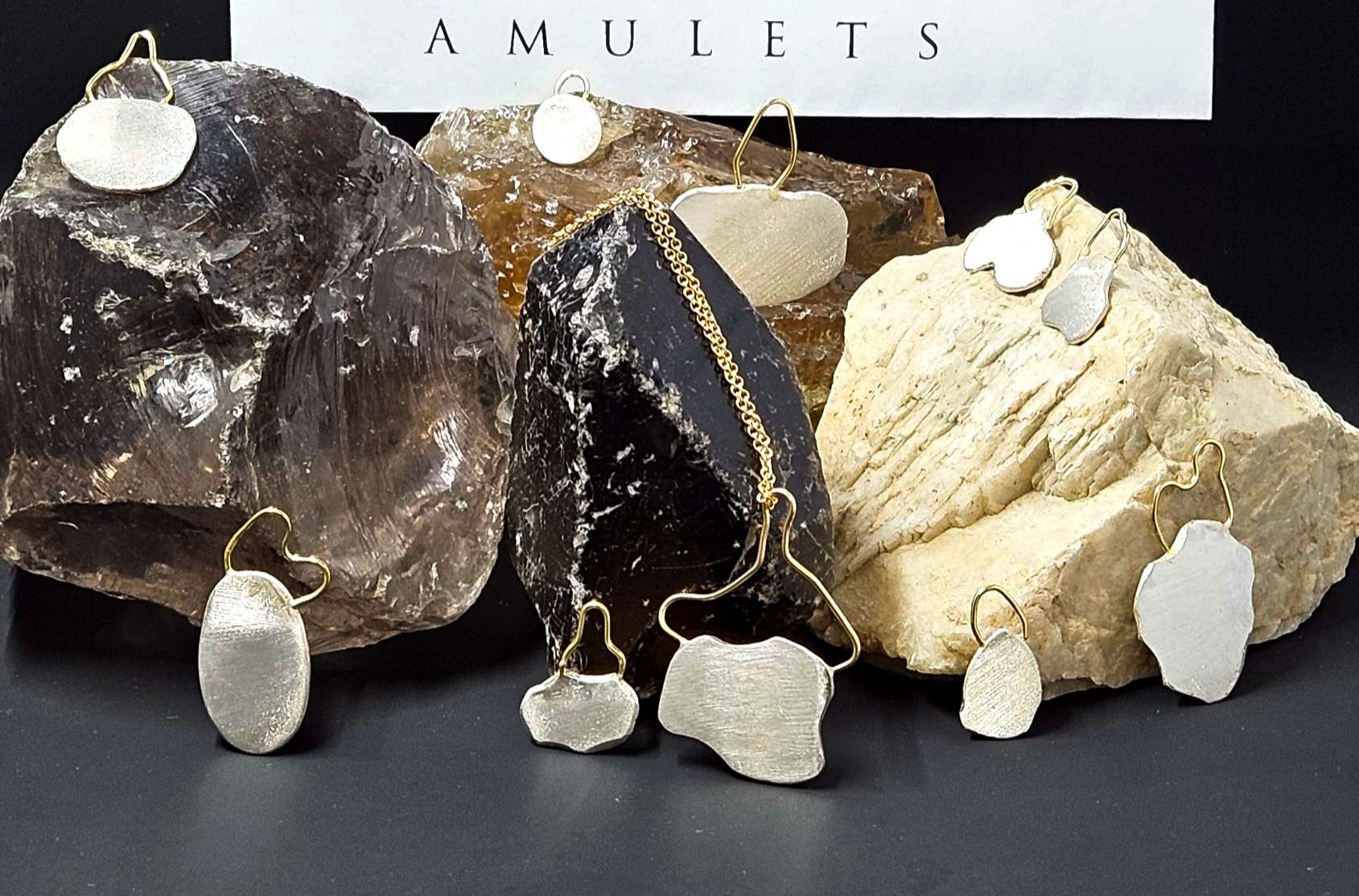 pendants on rocks