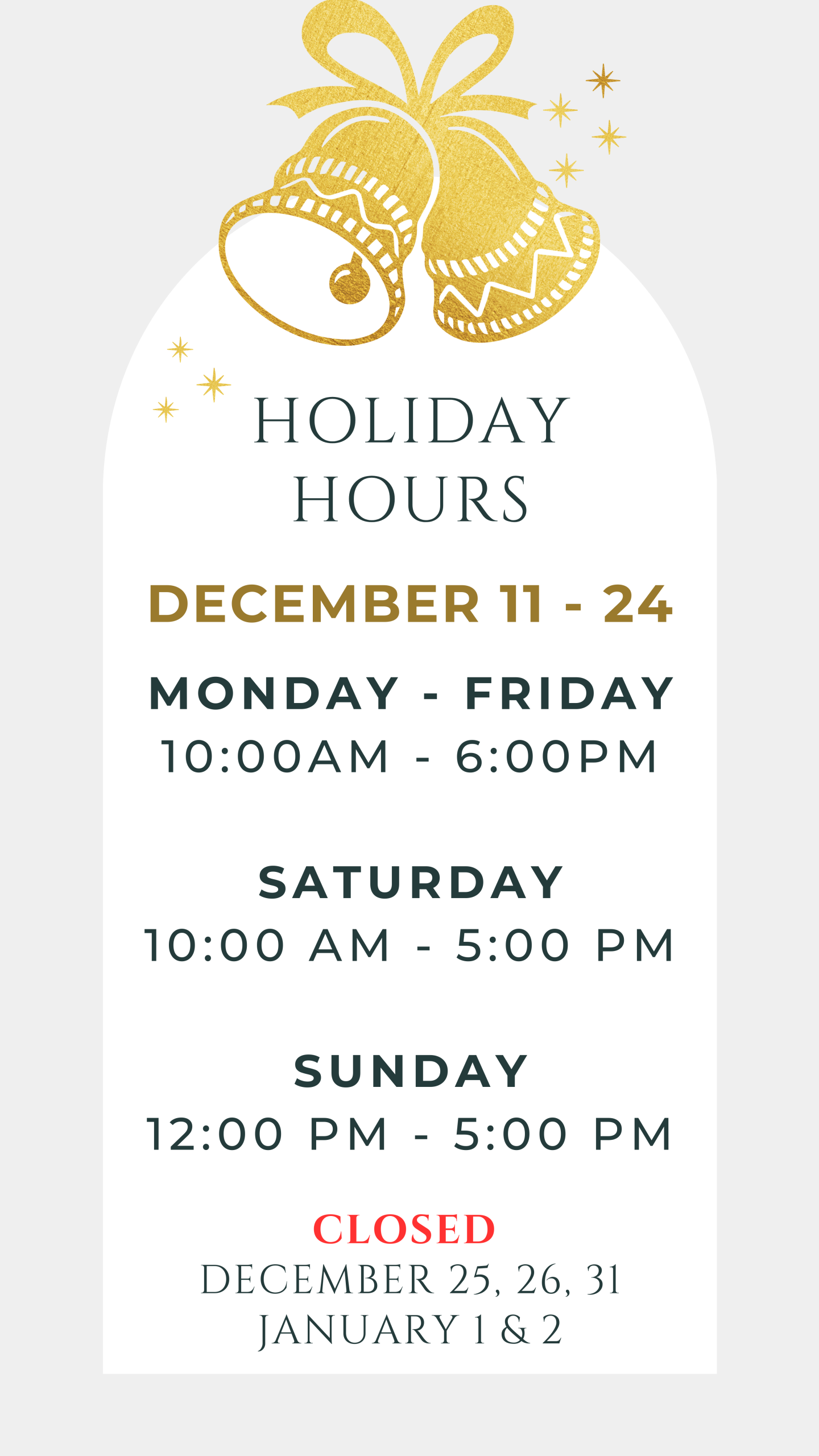holiday hours for antique jewelry sale at spencer and kuehn