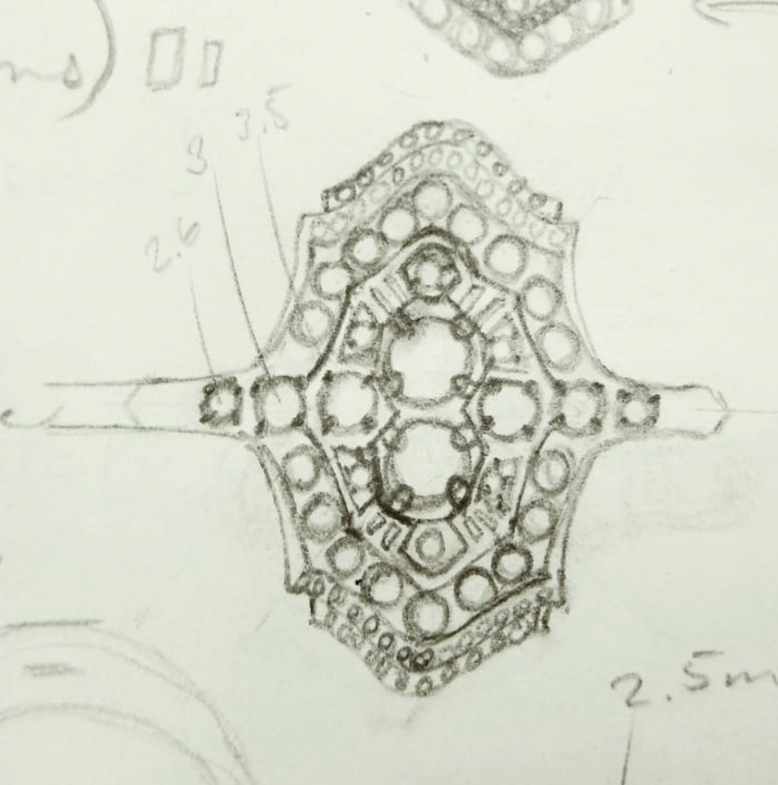 hand drawing of vintage designed ring