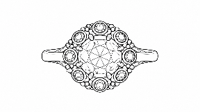 Halo engagement ring drawing