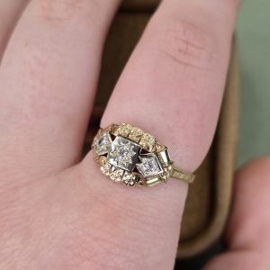 Estate Two-Tone Art Deco 3-Stone Ring