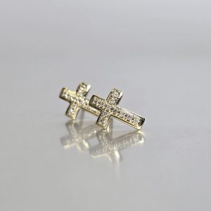 Diamond Cross Stud Earrings