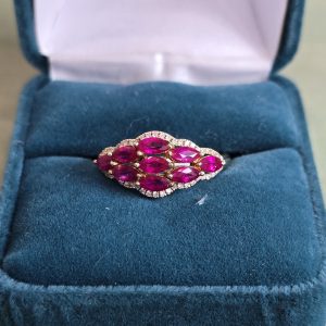 Estate Marquise Ruby Cluster Ring
