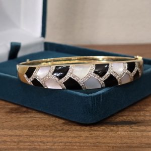 Estate Pearl, Onyx, and Diamond Cuff