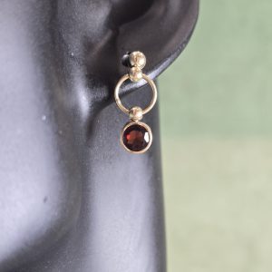 Estate Garnet Circle Stud Earrings