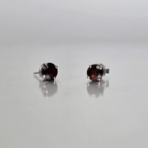 Red Garnet Stud Earrings