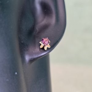 Estate Pink Flower Stud Earrings
