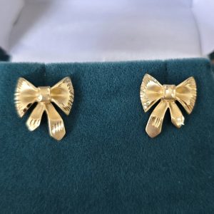 Estate Gold Bow Earrings