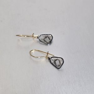 Asymmetrical Salt and Pepper Diamond Slice Earrings