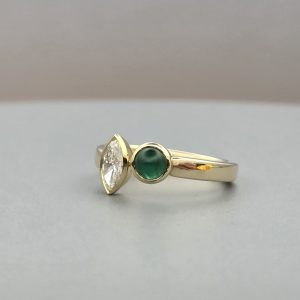 Emerald and Diamond Open Ring