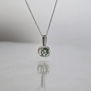 Green Diamond with Halo Pendant