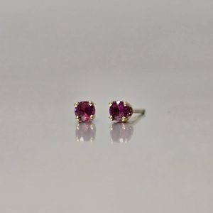 Ruby Stud Gold Earrings