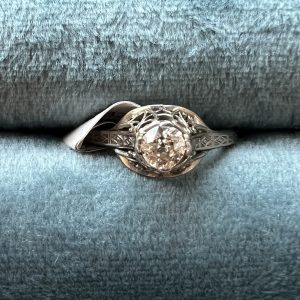 Tall Filgree Estate Engagement Ring