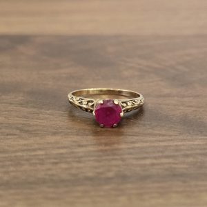 Estate Filigree Ruby Birthstone Ring