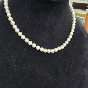 Estate 5.5mm Pearl Necklace with Accented Clasp