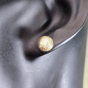 Estate Puffy Circle Gold Stud Earrings