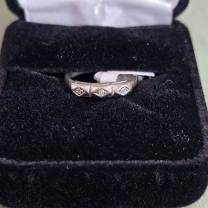 Estate 3-stone Wedding Band for Princess Illusion Ring