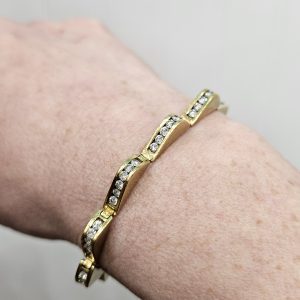 Estate Diamond Wave Bracelet & Earring Set