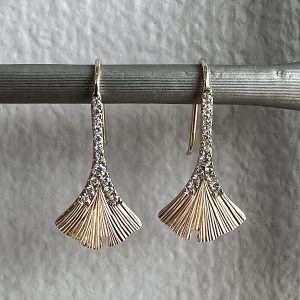 Diamond Ginkgo Earrings