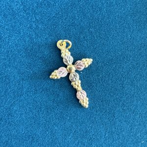 Tri Color Gold Estate Cross Pendant