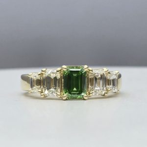 Green Diamond 5 Stone Ring
