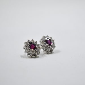 Ruby Halo Studs