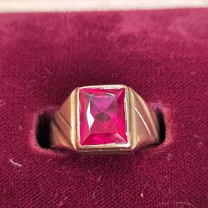Estate Men's Red Birthstone Ring