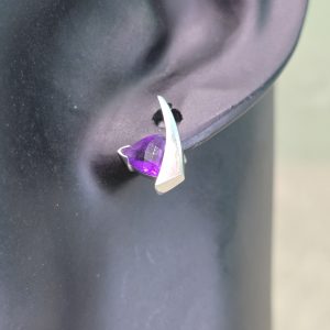 Estate Trillion Amethyst Crest Stud Earrings