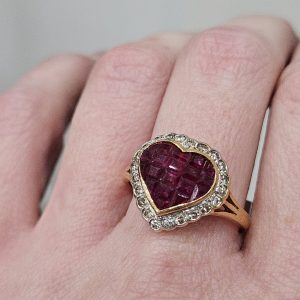 Estate Ruby and Diamond Heart Ring