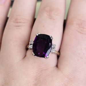 Estate Amethyst and Diamond Ring
