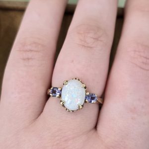 Estate Opal & Tanzanite Ring