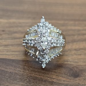 Estate Large Diamond Cluster Waterfall Ring
