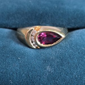 Estate Rhodolite & Diamond Ring