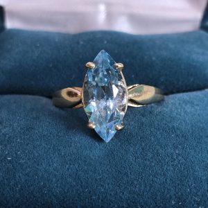 Estate Pinched Shank Blue Topaz Ring
