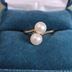 Estate Double Pearl Bypass Ring