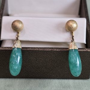 Estate Green Quartz Clip-On Earrings