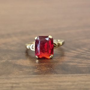 Estate Red Stone Birthstone Ring