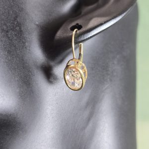 Estate Bezel Cubic Zirconia Leverback Earrings