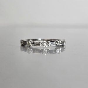Round and Baguette Bezel Band