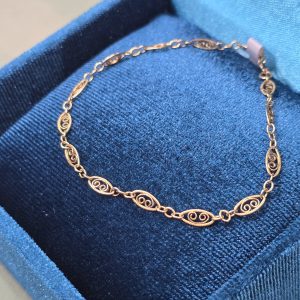 Estate 14k Gold Filigree Link Bracelet