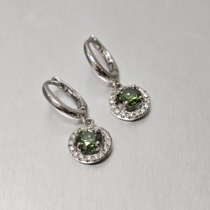 Green Diamond Dangle Earrings