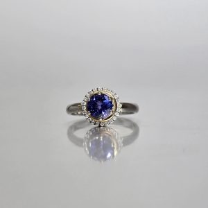 Tanzanite with Halo Ring