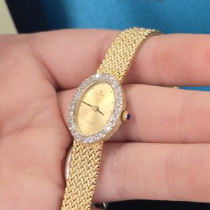 Estate 14k Gold CYMA Watch with Diamond Bezel