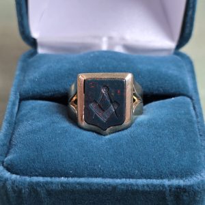 Estate Men's Masonic Bloodstone Ring