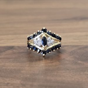 Estate Diamond and Sapphire Crown Ring