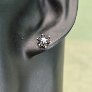 Estate Sapphire Flower Stud Earrings