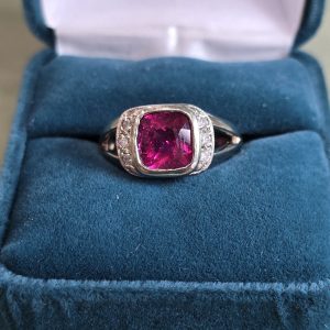 Estate Imperial Cushion Rubelite Ring