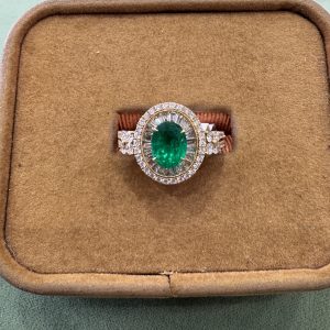 Estate Double Halo Columbian Emerald Ring