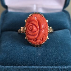 Estate Coral Flower Ring