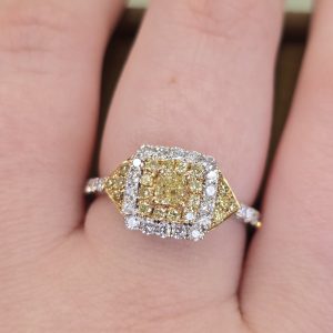 Estate Canary Diamond Cluster Ring